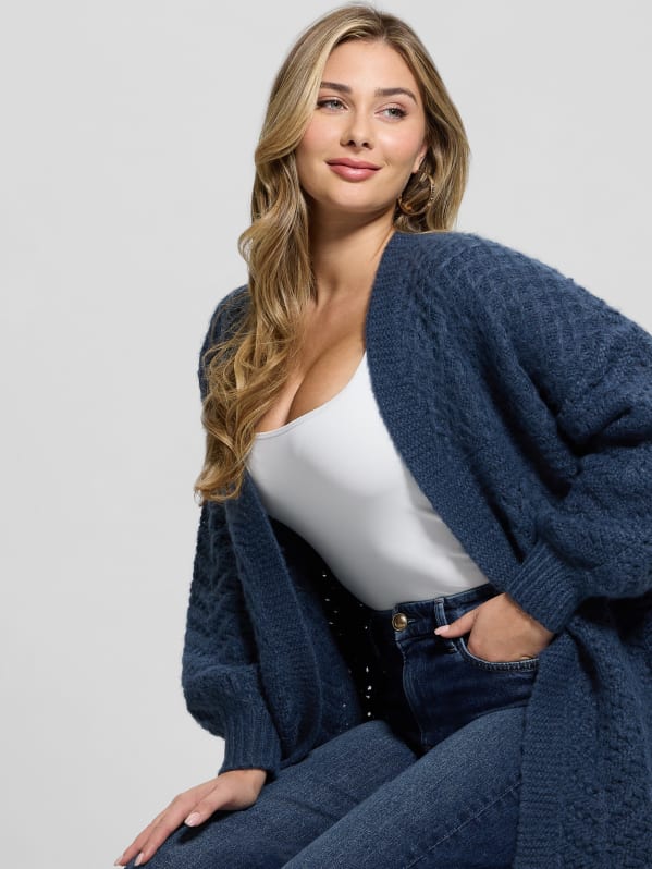 Eco Valeria Mixed Stitch Cardigan | GUESS