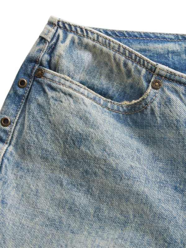 eyelet low-rise denim pants | GUESS
