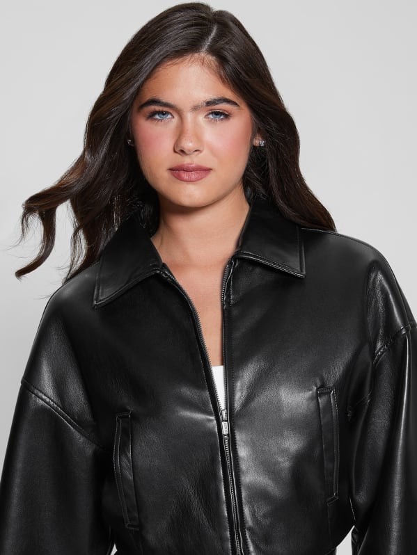 Amy Faux-Leather Crop Jacket | GUESS Amy Faux-Leather Crop Jacket | GUESS