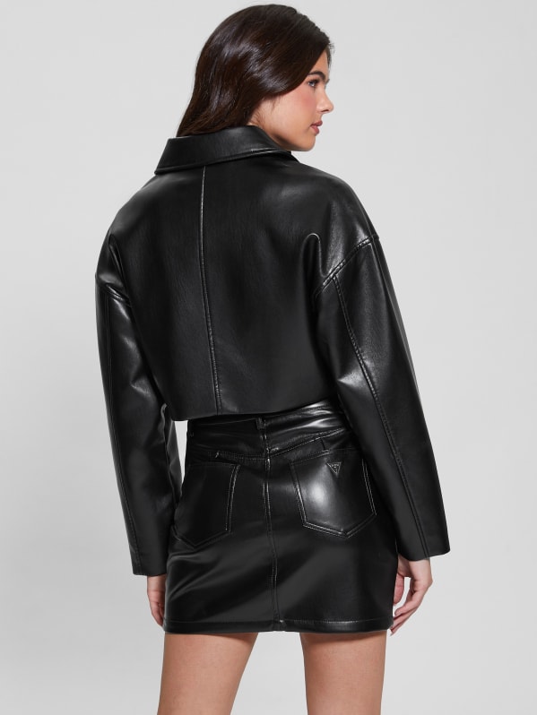 Amy Faux-Leather Crop Jacket | GUESS