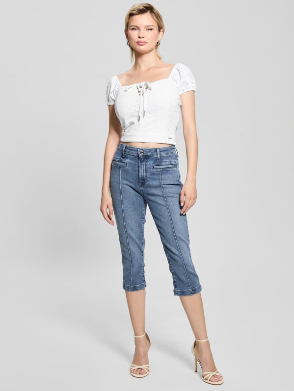 Eco Eliane Eyelet Top | GUESS