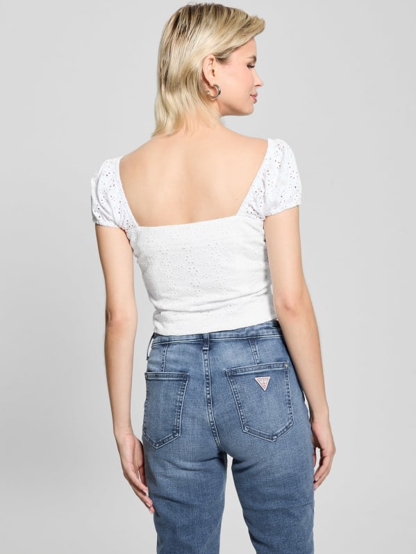 Eco Eliane Eyelet Top | GUESS