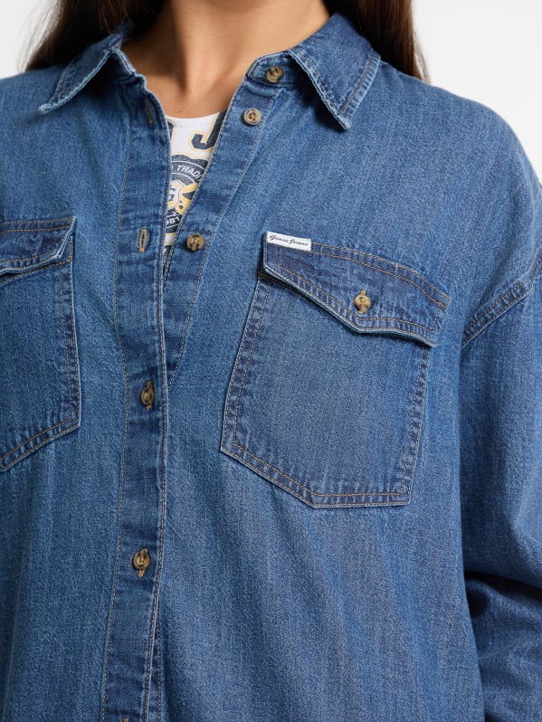 Eco Oversized Denim Shirt | GUESS Canada