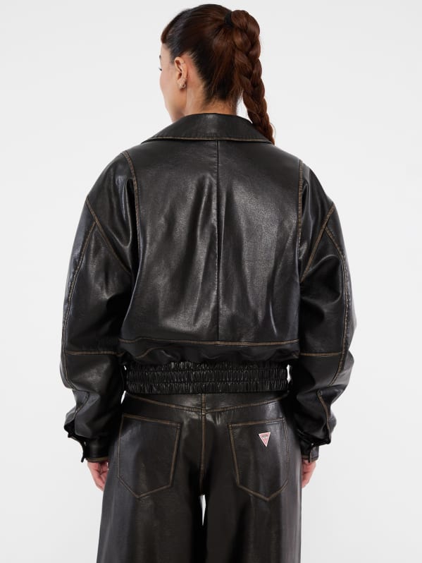 GUESS Originals Distressed Faux-Leather Flight Jacket | GUESS