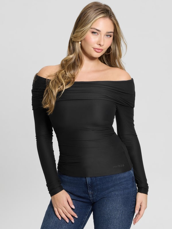 Mika Off Shoulder Top - Jet Black | Nation Los Angeles