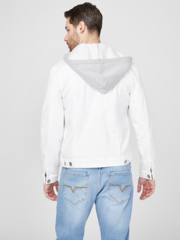 商品画像：Men's Denim Jacket White, Black and Blue Casual Button 2