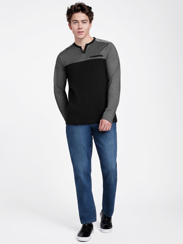 Karman Color-Block Long-Sleeve Tee | GUESS Factory