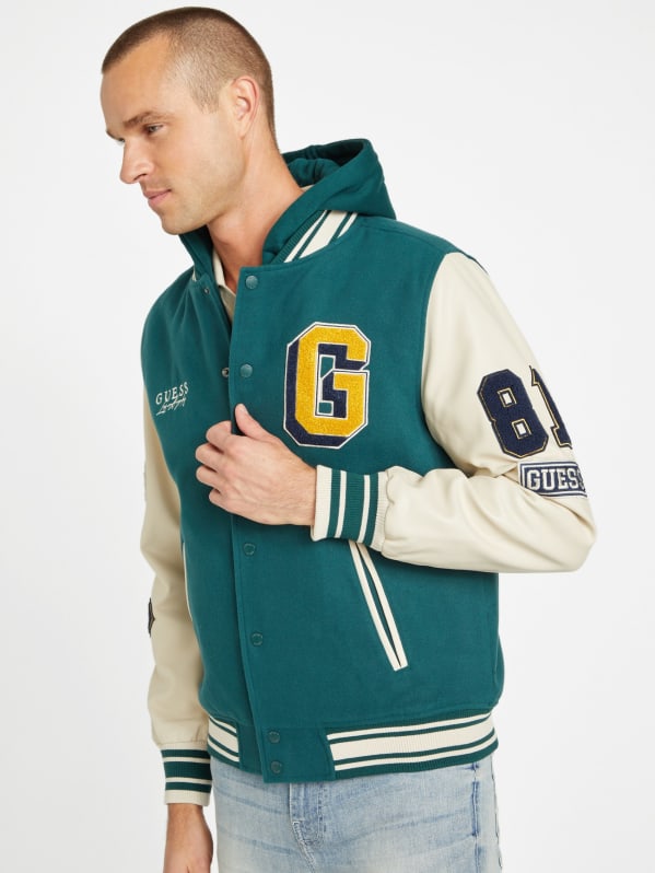 Mark Hooded Varsity Jacket | GUESS Factory