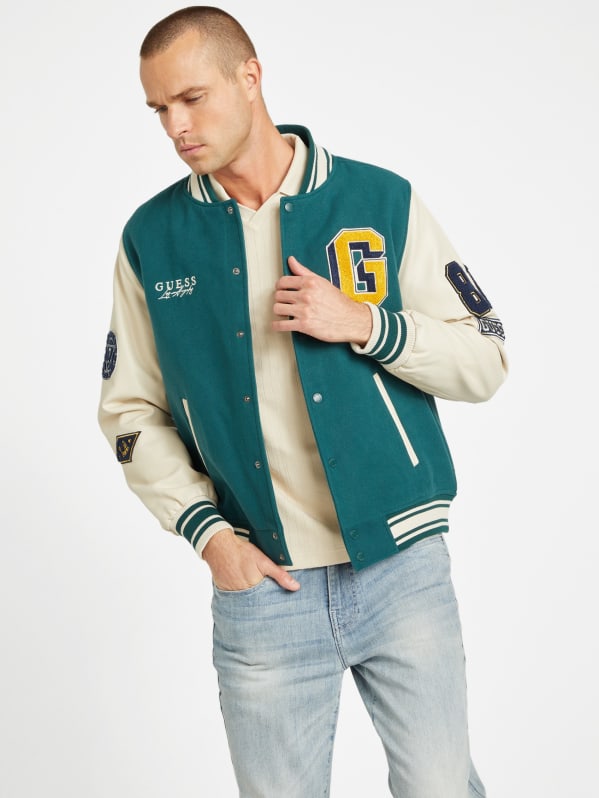 Mark Hooded Varsity Jacket | GUESS Factory Mark Hooded Varsity Jacket | GUESS Factory