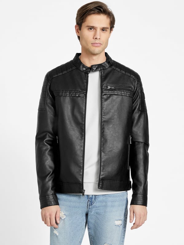 River Washed Faux-Leather Moto Jacket | GUESS Factory River Washed Faux-Leather Moto Jacket | GUESS Factory