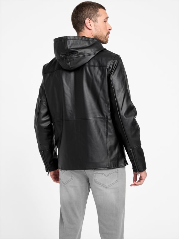 Andy Faux-Leather Hooded Jacket | GUESS Factory