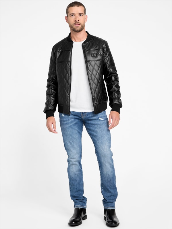 愛用 Peter Factory GUESS | Jacket Faux-Leather Quilted ジャケット・アウター
