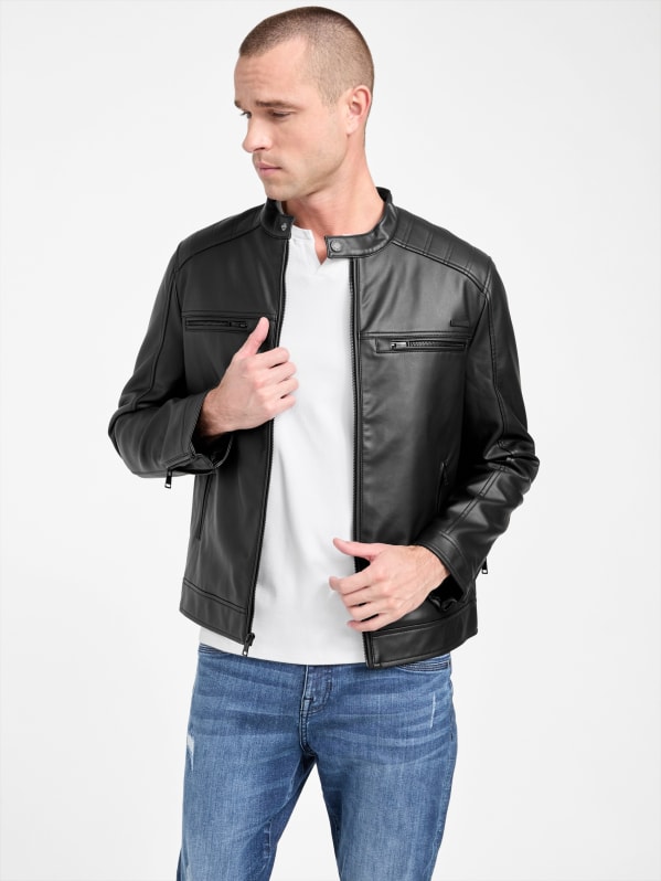 Mack Faux-Leather Moto Jacket | GUESS Factory