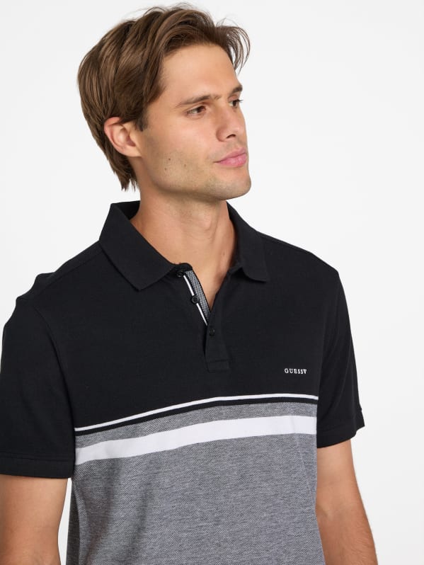 Teo Color-Block Striped Polo | GUESS Factory