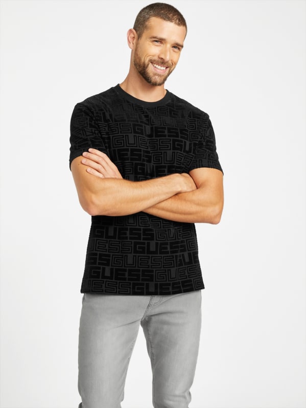Tシャツ・カットソー DAKS Black leather logo DD pattern DBWA5E121BK Doyd Logo Printed Tee | GUESS Factory