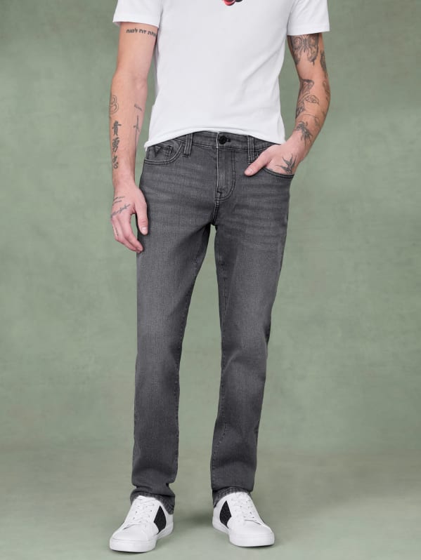 Slim straight denim(0 GREY): パンツanuans