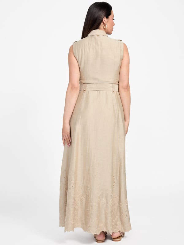Eco Mindy Embroidered Maxi Shirt Dress