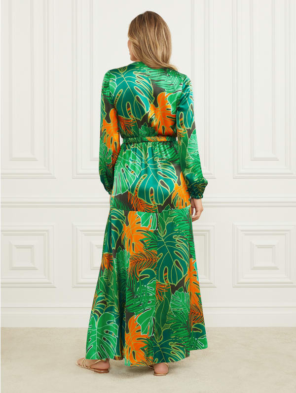 いいスタイル Amazon GUESS | Dress Silk Belted Leaf 洋楽