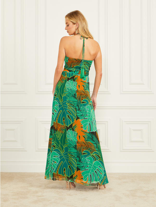 Amazon Leaf Silk Maxi Dress | GUESS Amazon Leaf Silk Maxi Dress | GUESS