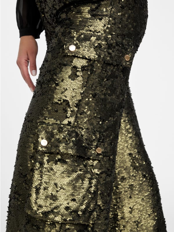 Kaia Sequin Cargo Pants | GUESS