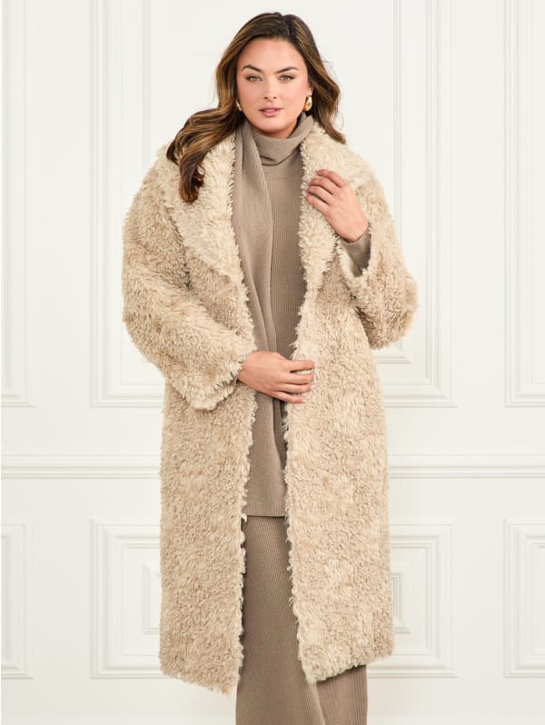 Margot Longline Faux-Fur Coat | GUESS