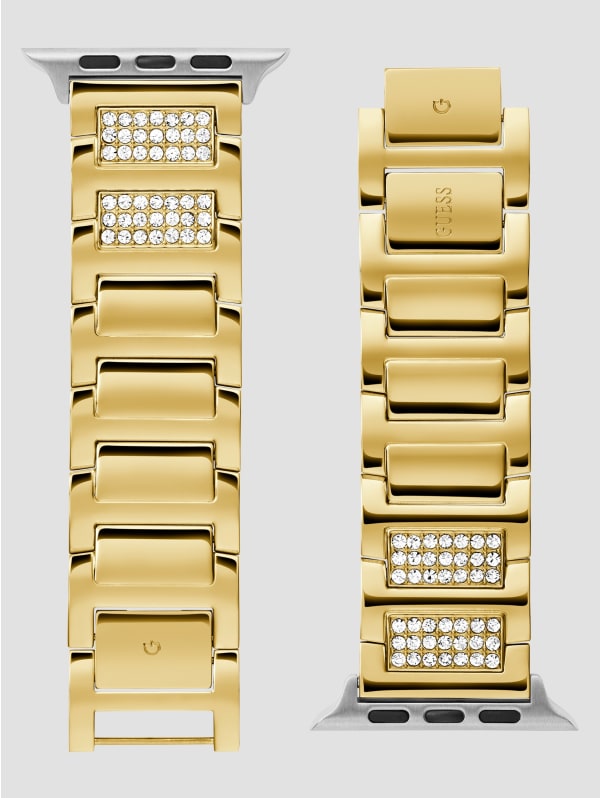 GUESS★ダブルチェーンが上品♪ゴールドApple Watchストラップ Gold-Tone Rhinestone 42-44 mm Band for Apple Watch® | GUESS
