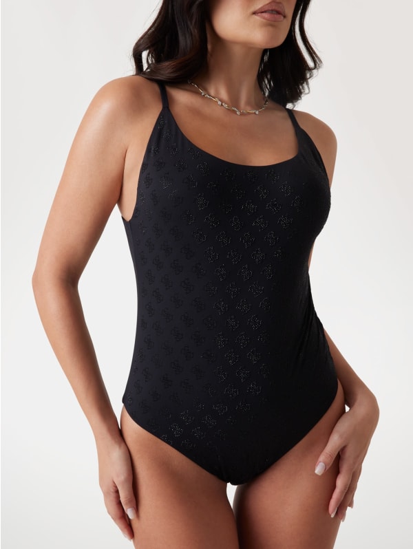 Quattro G Rhinestone One-Piece Swimsuit | GUESS