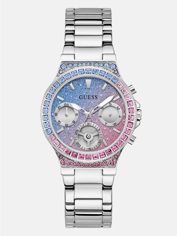 Silver-Tone and Pastel Crystal Multifunction Watch | GUESS