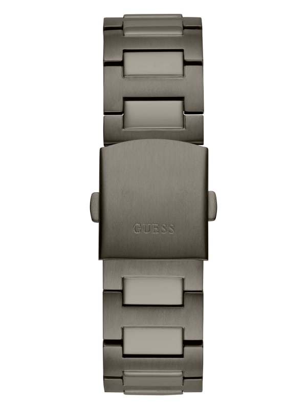 Dark Silver-Tone and Blue Multifunction Watch | GUESS Dark Silver-Tone and Blue Multifunction Watch | GUESS