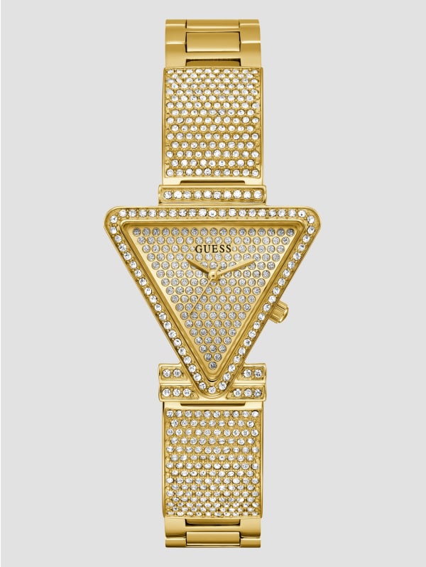 Amazon.com: GUESS Women's Gold-Tone Stainless Steel Crystal