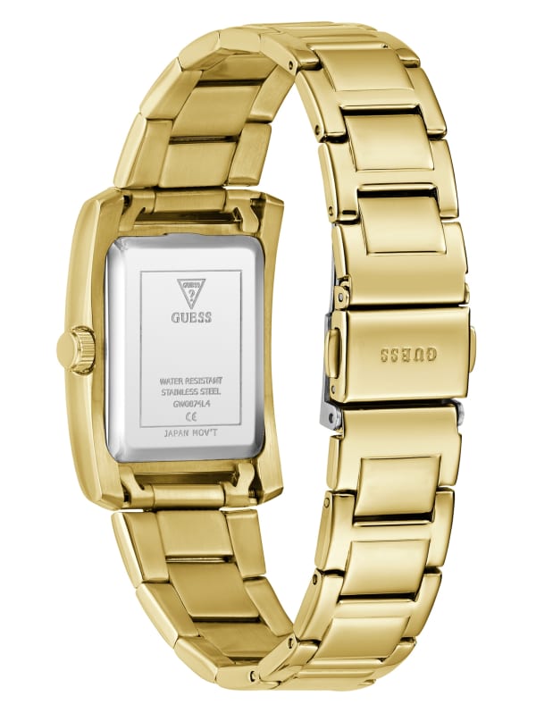【★安心の定価販売★】 Square Crystal Gold-Tone Analog GUESS | Watch 時計