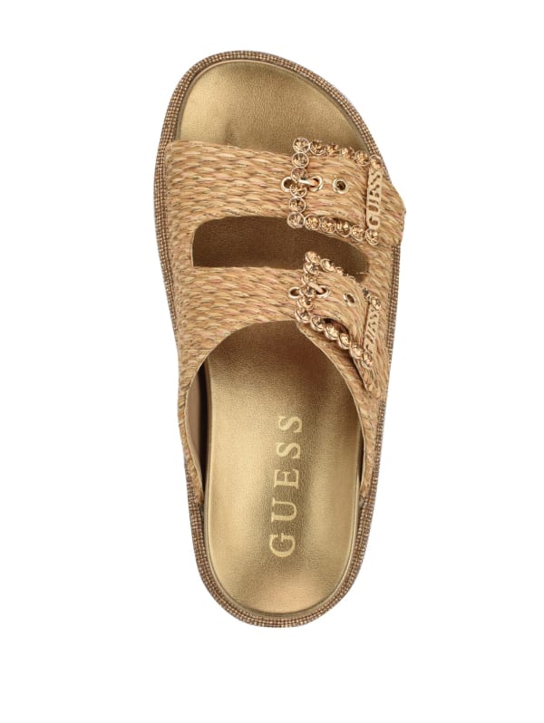 Funzy Embellished Two-Strap Slides | GUESS Funzy Embellished Two-Strap Slides | GUESS
