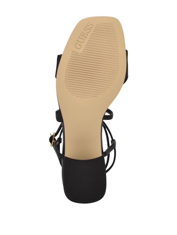 Galeon Metallic Strappy Block Heels | GUESS