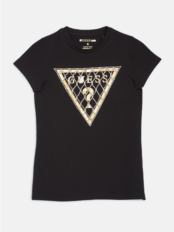 Rhinestone Chain Mesh Logo Tee (7-14) | GUESS Factory