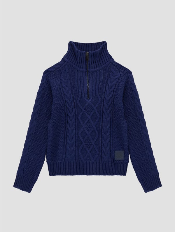 Cable-Knit Half Zip Sweater (7-18) | GUESS