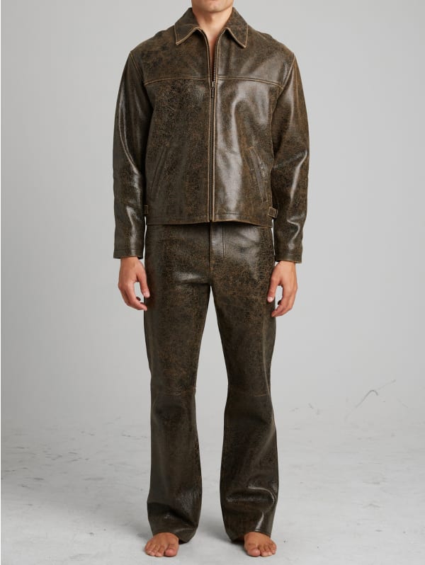Cracked Leather Jacket | GUESS