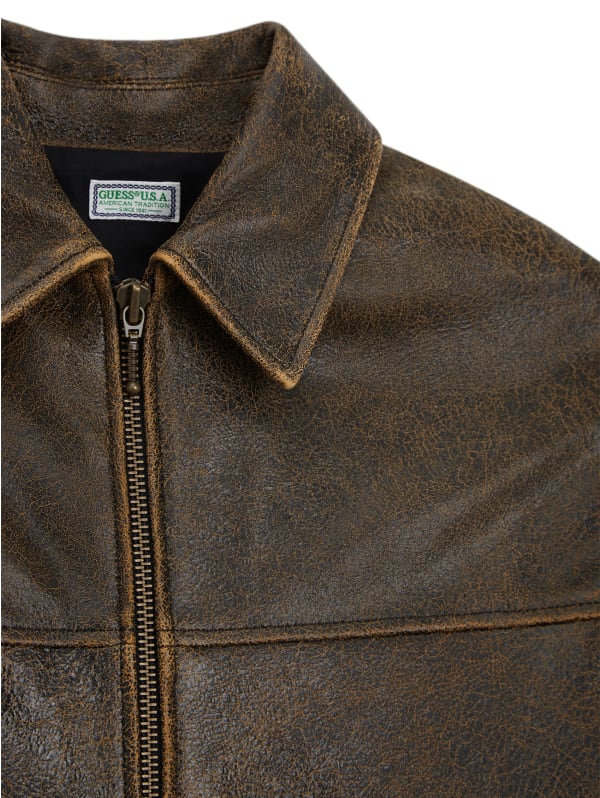 Cracked Leather Jacket | GUESS