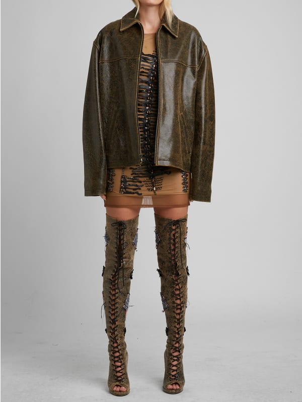 Cracked Leather Jacket | GUESS