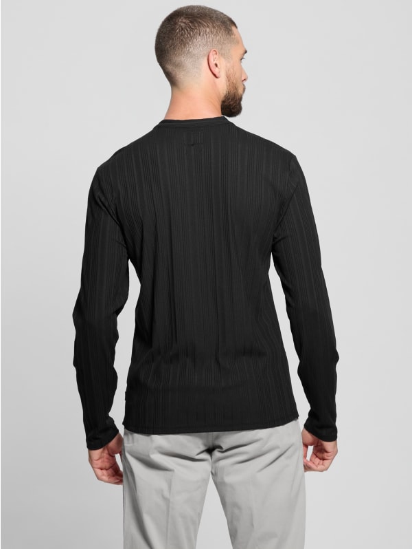 【COSYHARU】Tweed Henley Neck Long Sleeve Tee BO_long_sleeve_henley_-