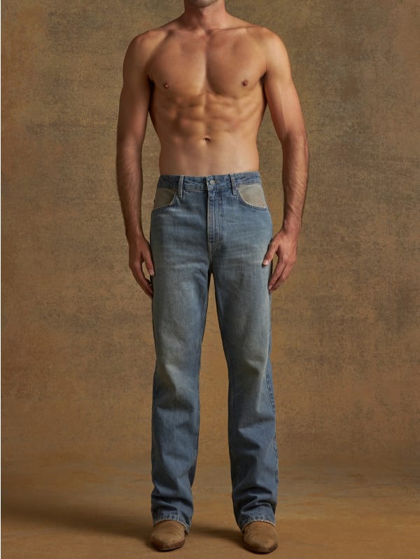 stained denim flare pants | GUESS stained denim flare pants | GUESS
