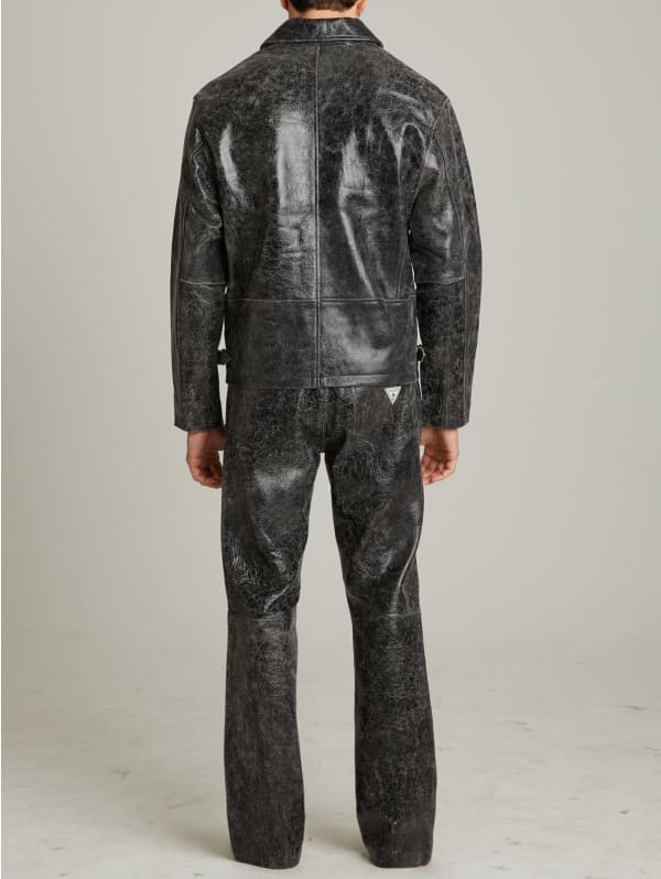 Cracked Leather Flared Pants | GUESS