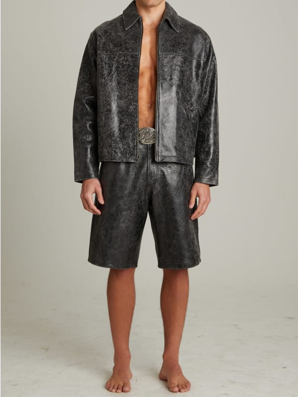 Cracked Leather Shorts | GUESS