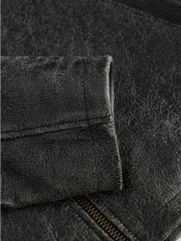 crackle leather jacket | GUESS