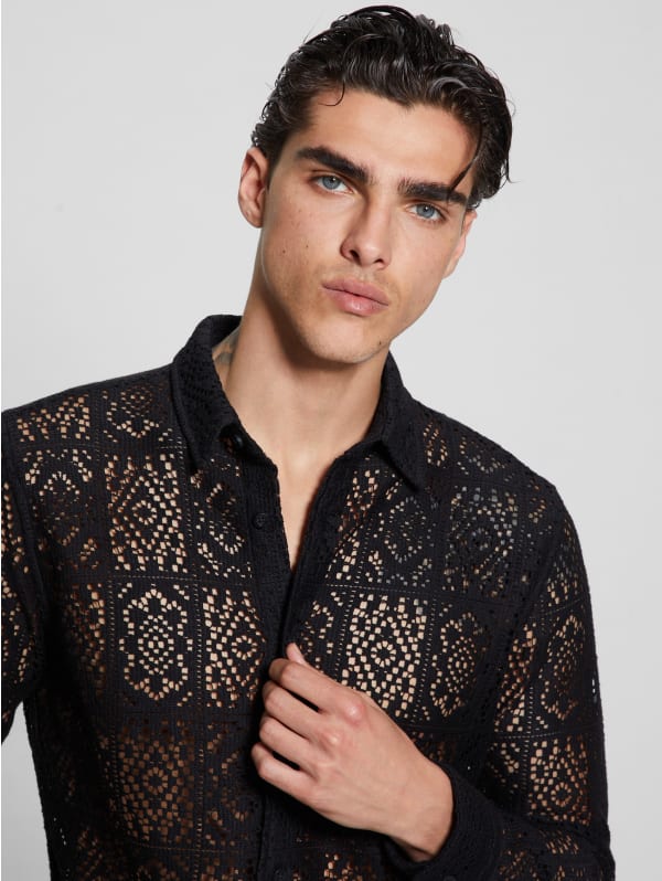 Evisen Skateboards TOPS STRIPE CROCHET SHIRT - BLACK