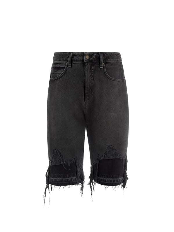 black distressed denim short | GUESS