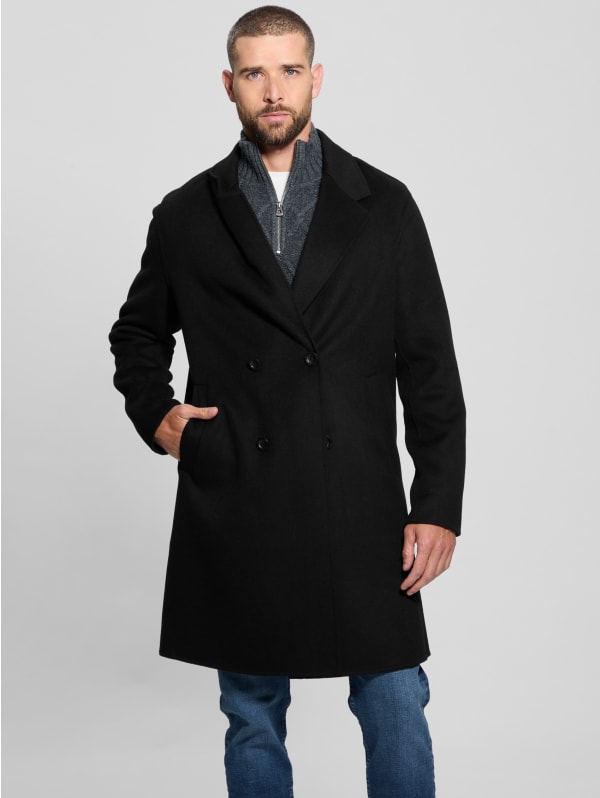 Wool-Blend Double-Breasted Coat | GUESS