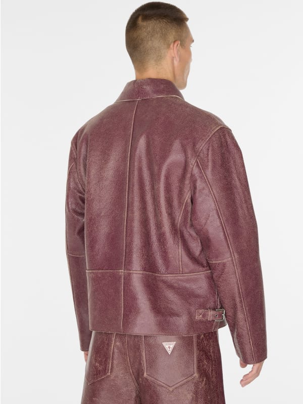 crackle leather zip jacket | GUESS