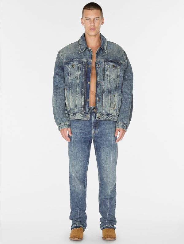 natural lined zip-up trucker jacket | GUESS natural lined zip-up trucker jacket | GUESS