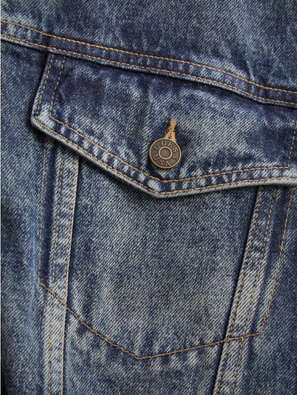natural lined zip-up trucker jacket | GUESS natural lined zip-up trucker jacket | GUESS