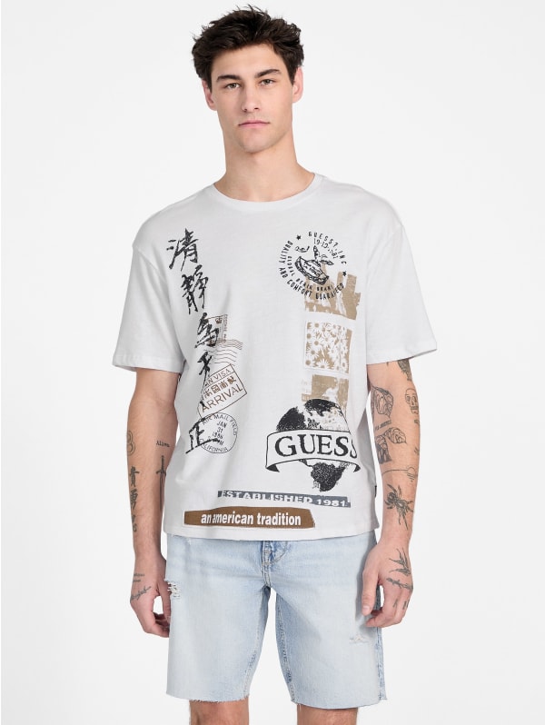Eco Authentic Stamps Tee | GUESS